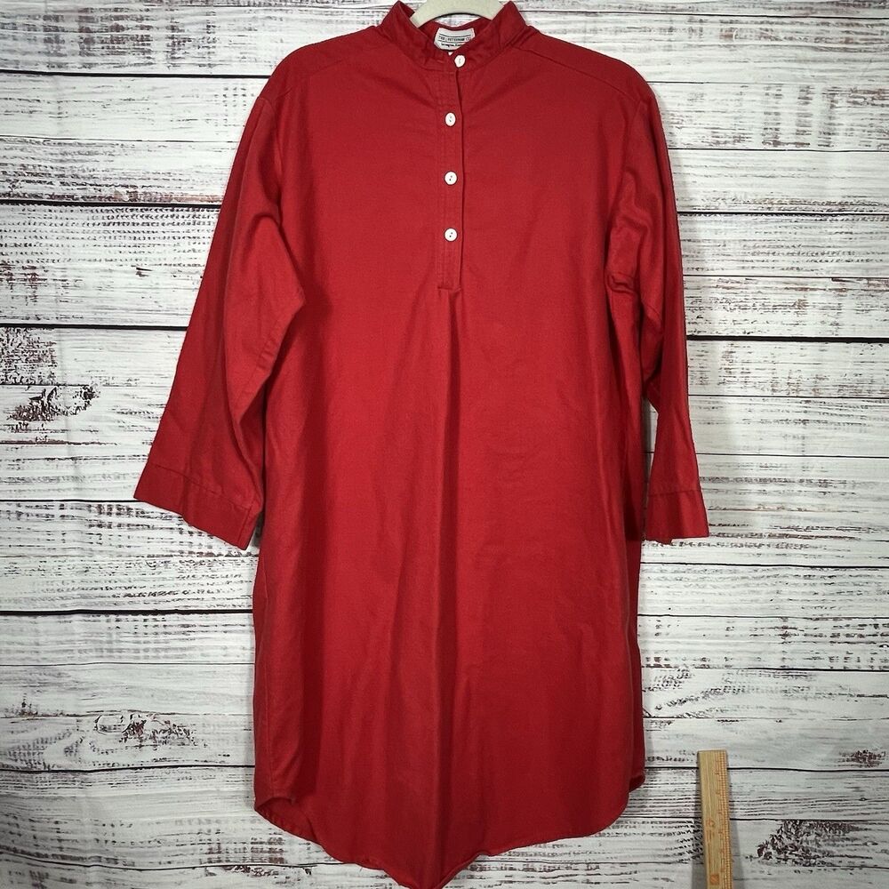 Vtg J Peterman Primitive Night Shirt Winter Silence Men S Red Cotton USA Flannel